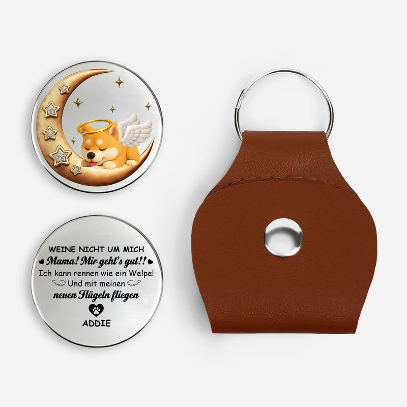 Weine Nicht Um Mich Mir Geht'S Gut - Personalisierte Trauergeschenke | Pocket Hug Schlüsselanhänger Foto Hund