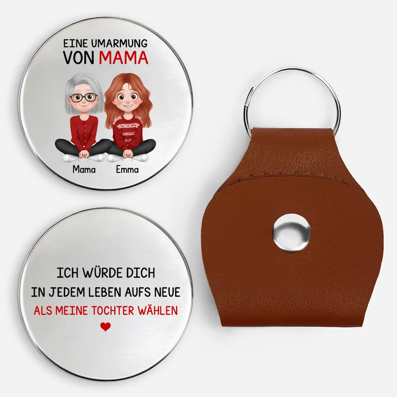 [3D-Optik] Eine Umarmung Von Papa/Mama - Personalisiertes Geschenk | Pocket Hug Schlüsselanhänger Sohn Tochter