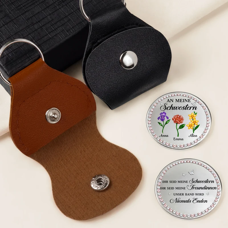 An meine Schwester - Personalisierte Geschenke Beste Freundin | Pocket Hug Schlüsselanhänger Blumen