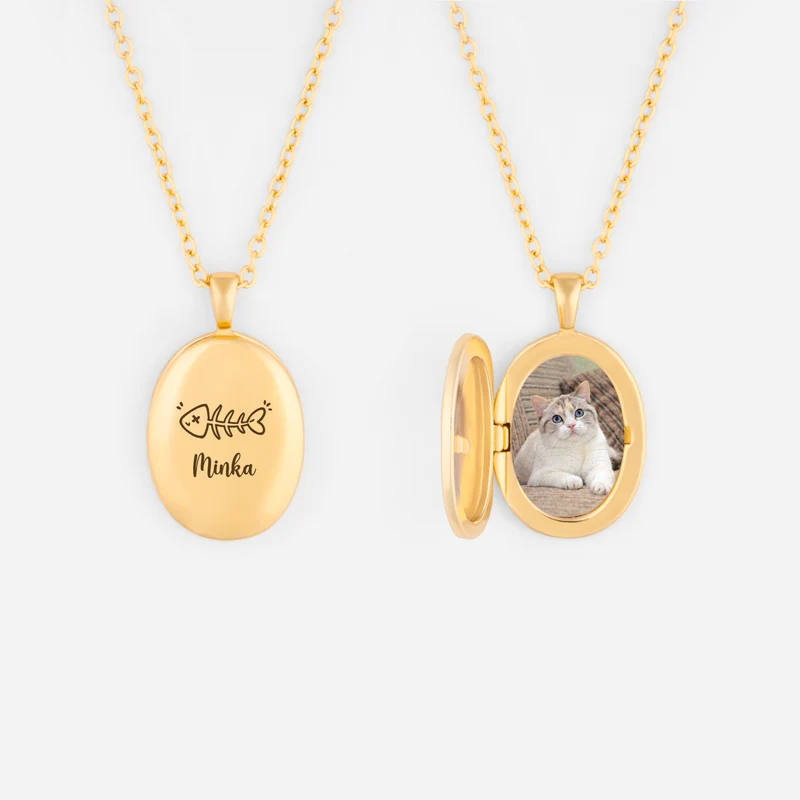 Pfote + Foto - Personalisiertes Geschenk | Kette Mit Ovalem Anhänger Hund Katze