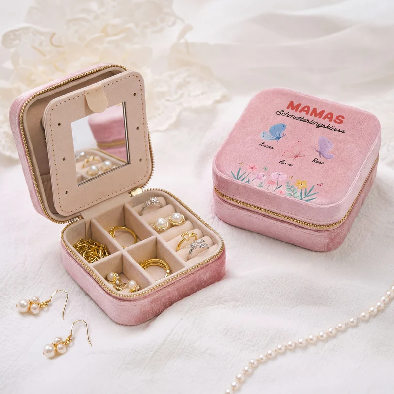 Omas Schmetterlingsküsse - Personalisiertes Geschenk | Schmuckkästchen Samt Oma Mama
