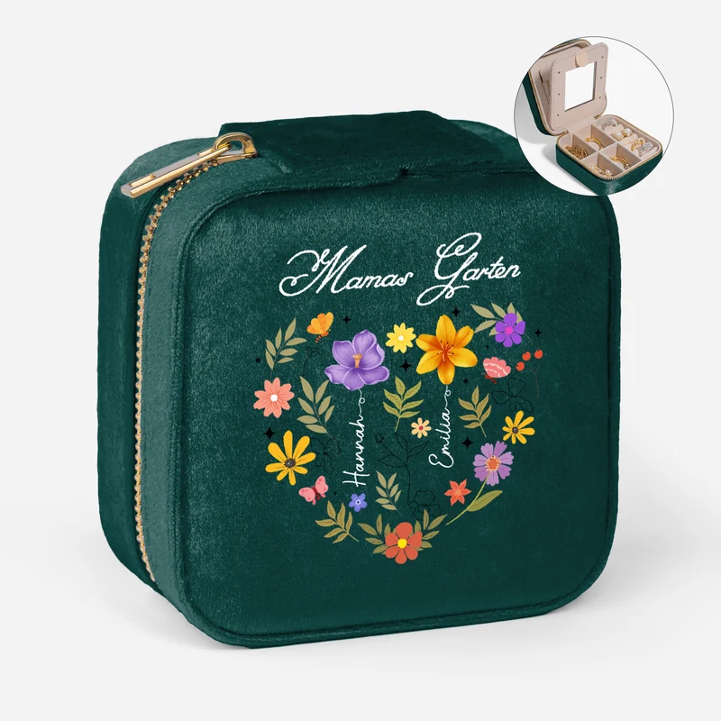 Mamas Garten - Personalisiertes Geschenk | Schmuckkästchen Samt Hell Mama/Oma