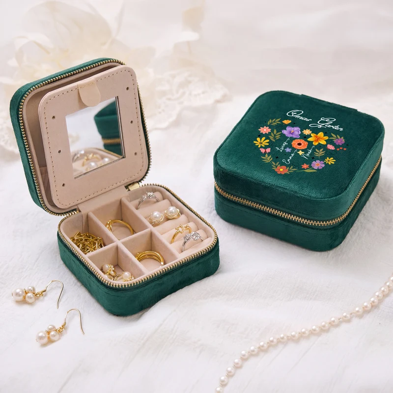 Mamas Garten - Personalisiertes Geschenk | Schmuckkästchen Samt Hell Mama/Oma
