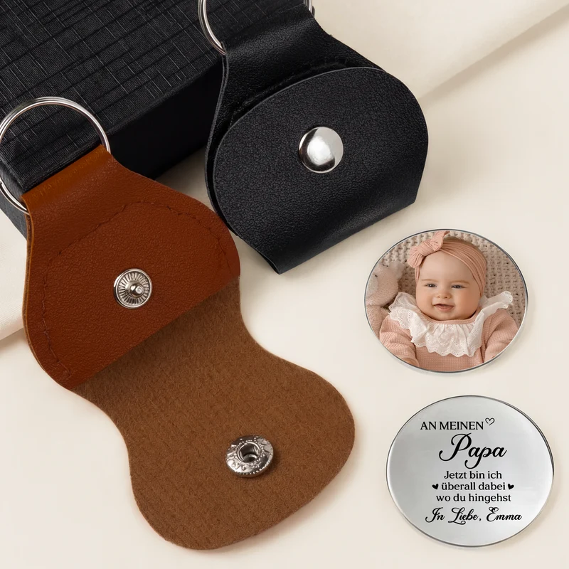 Ab Jetzt Bin Ich Immer Bei Dir Egal Wohin Du Gehst - Personalisierte Geschenke Foto | Pocket Hug Schlüsselanhänger Papa Mama