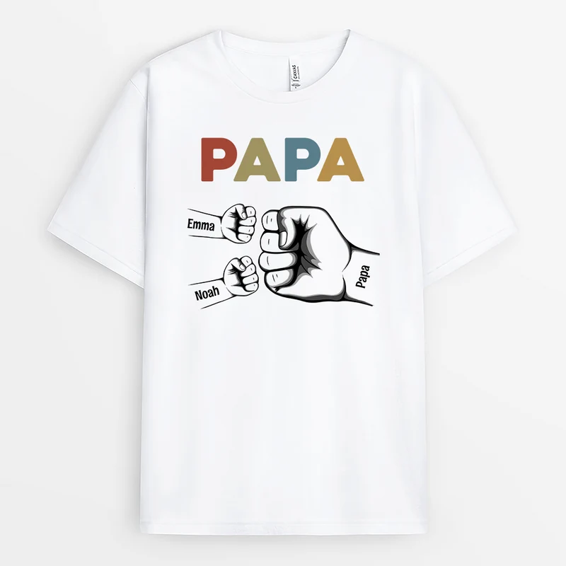 Papa & Kinder Mit Fäusten - Personalisiertes Geschenk | Vintage T Shirt Papa