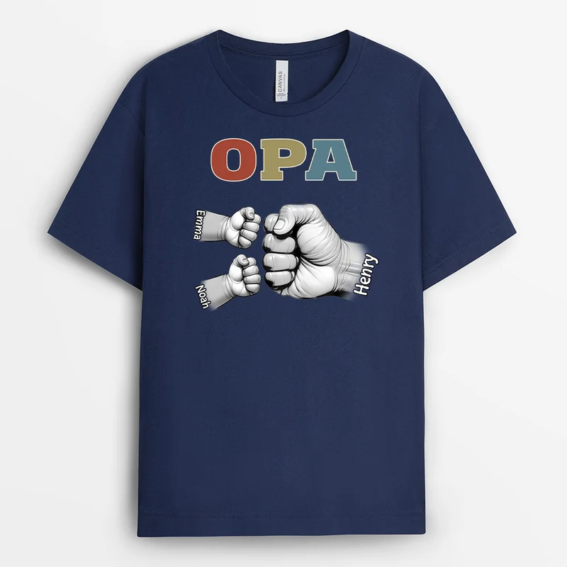 Papa & Kinder Mit Fäusten - Personalisiertes Geschenk | T Shirt Papa Vintage