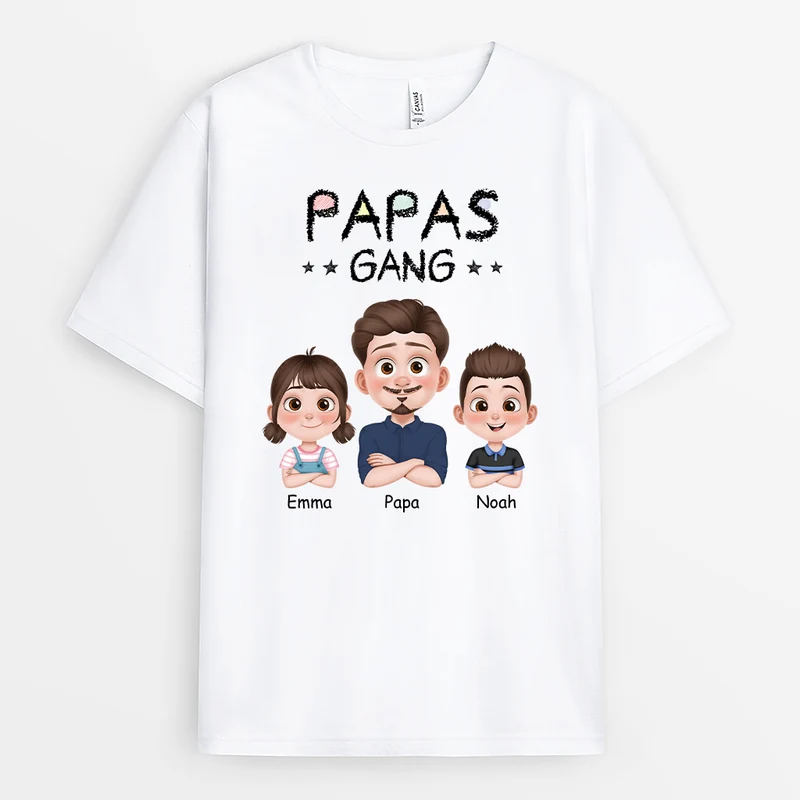 Papas Gang Cartoon Buntstifte - Personalisiertes Geschenk | Papa T Shirt
