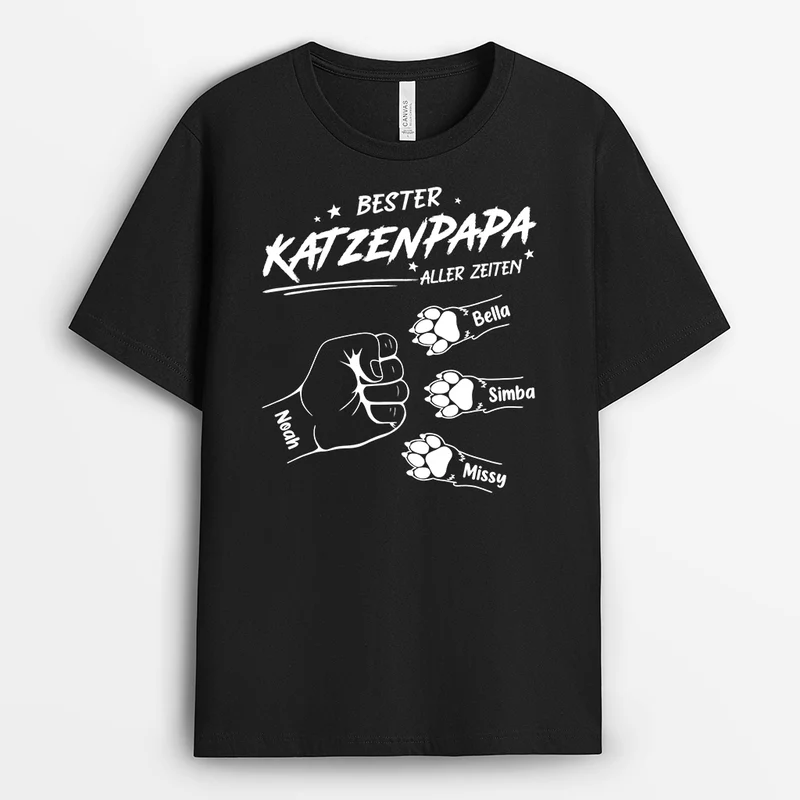 Bester Katzenpapa/Beste Katzenmama Aller Zeiten - Personalisiertes Geschenk | T-Shirt für Katzenliebhaber