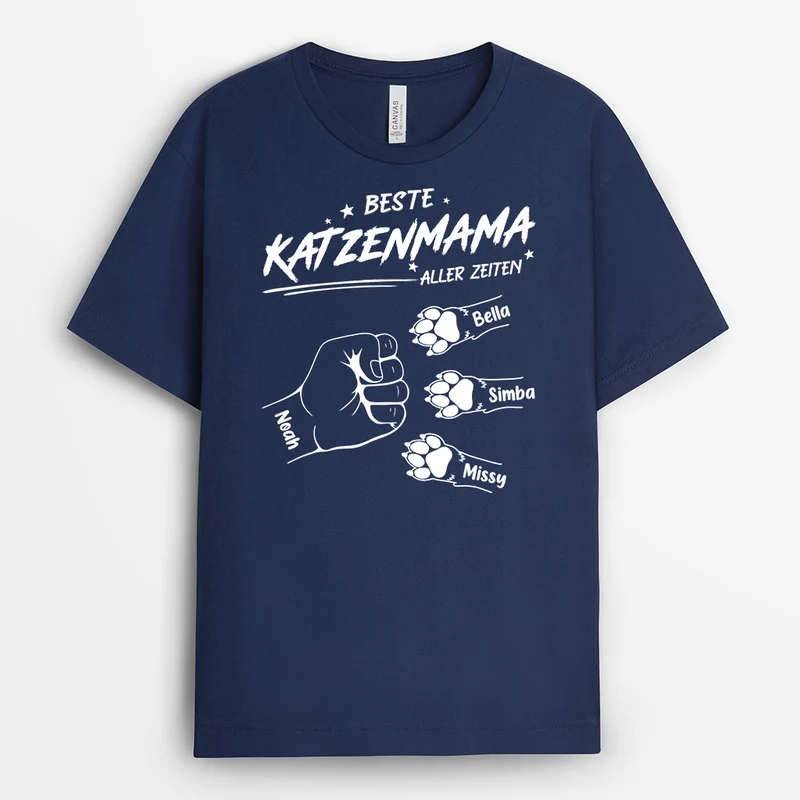 Bester Katzenpapa/Beste Katzenmama Aller Zeiten - Personalisiertes Geschenk | T-Shirt für Katzenliebhaber