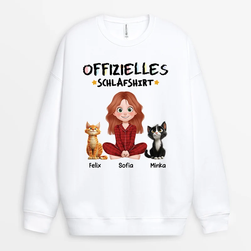 Offizielles Schlafshirt Cartoon - Personalisiertes Geschenk | Pullover für Katzenliebhaber