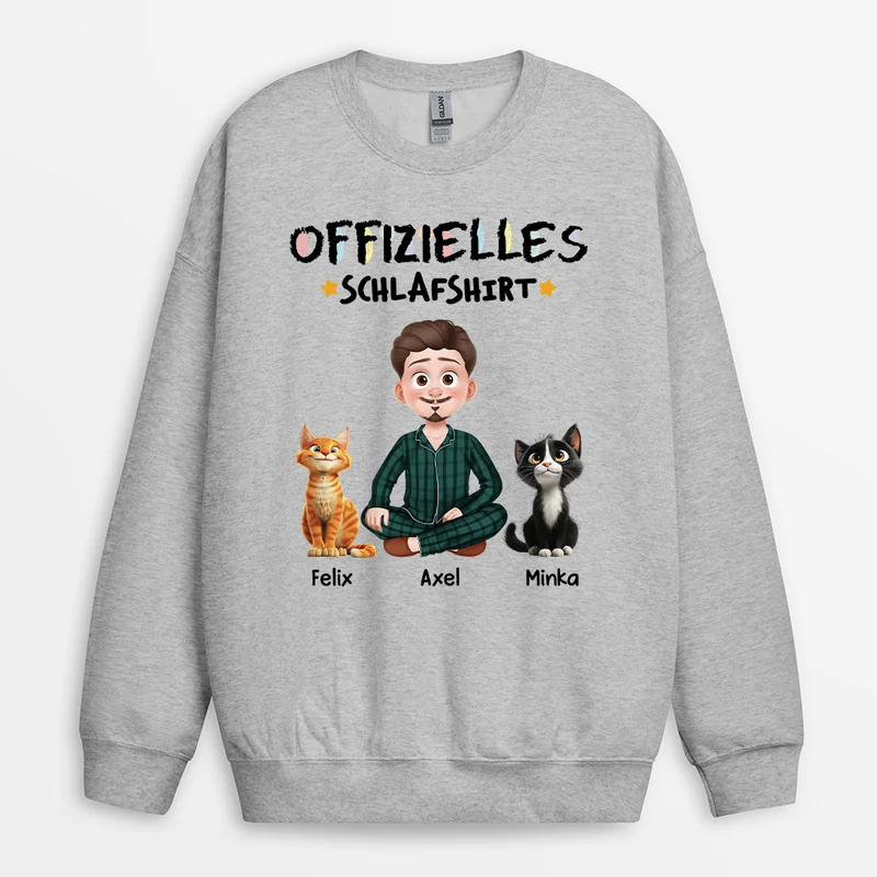 Offizielles Schlafshirt Cartoon - Personalisiertes Geschenk | Pullover für Katzenliebhaber