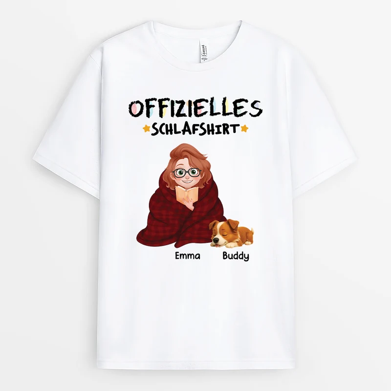 Offizielles Schlafshirt - Personalisierte Geschenke Für Hundebesitzer | T Shirt Buntstifte Cartoon