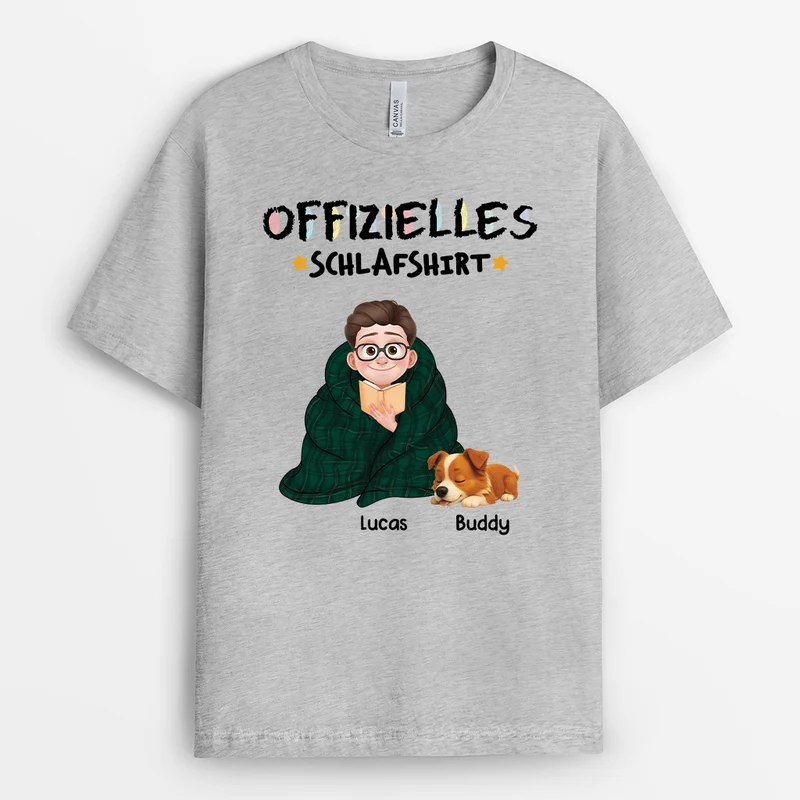 Offizielles Schlafshirt - Personalisierte Geschenke Für Hundebesitzer | T Shirt Buntstifte Cartoon
