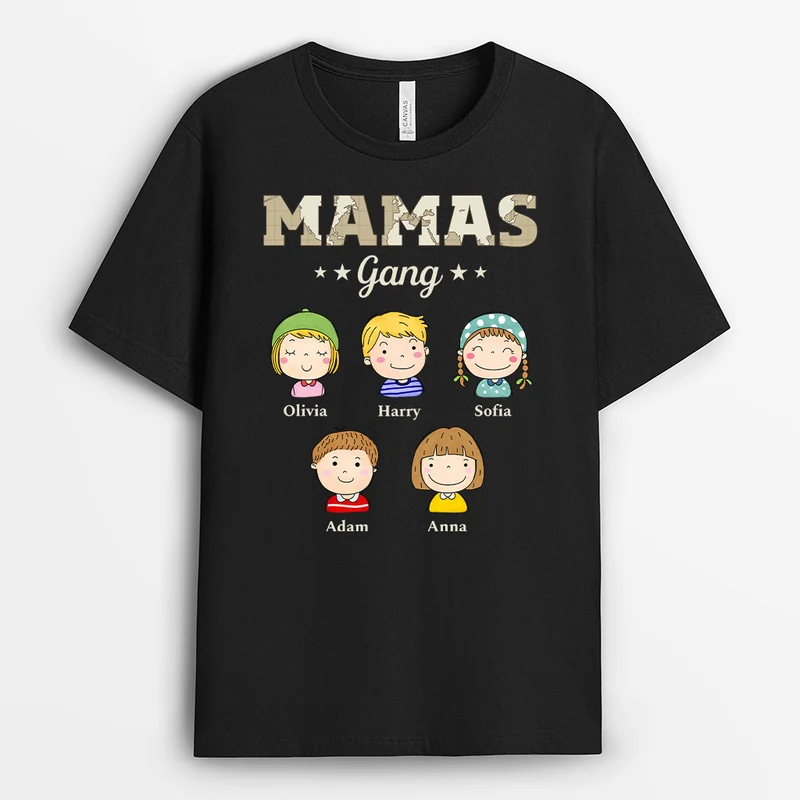 Papas Gang - Personalisiertes Geschenk | Mama/Papa Shirt Weltkarte Doodle