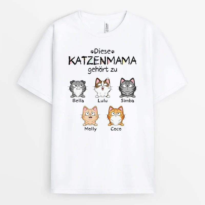 Diese Katzenmama Gehört Buntstiften - Personalisiertes Geschenk | Niedliche T-Shirt für Katzenliebhaber