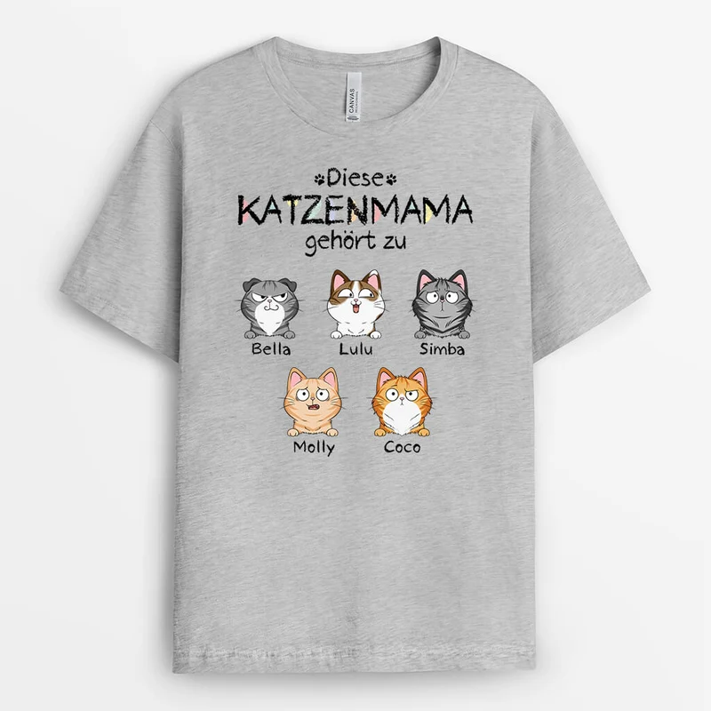 Diese Katzenmama Gehört Buntstiften - Personalisiertes Geschenk | Niedliche T-Shirt für Katzenliebhaber