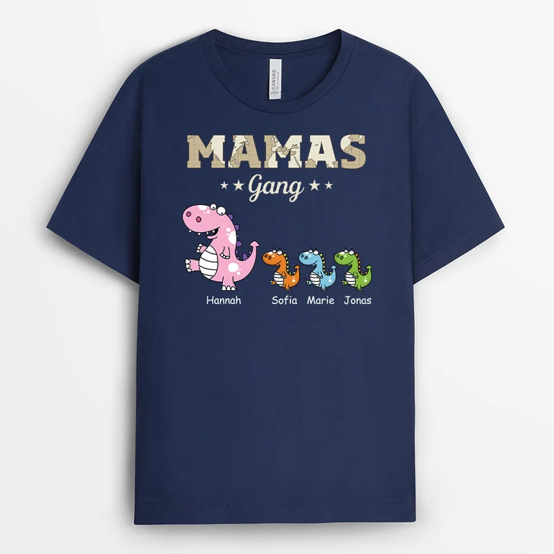 Opas/Papas Dino-Bande - Personalisiertes Geschenk | T-Shirt für Männer mit Bleistiftdinosaurier und Kartenmotiv