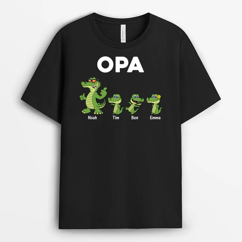 Opa/Papa Krokodile - Personalisiertes Geschenk | T-Shirt für Männer