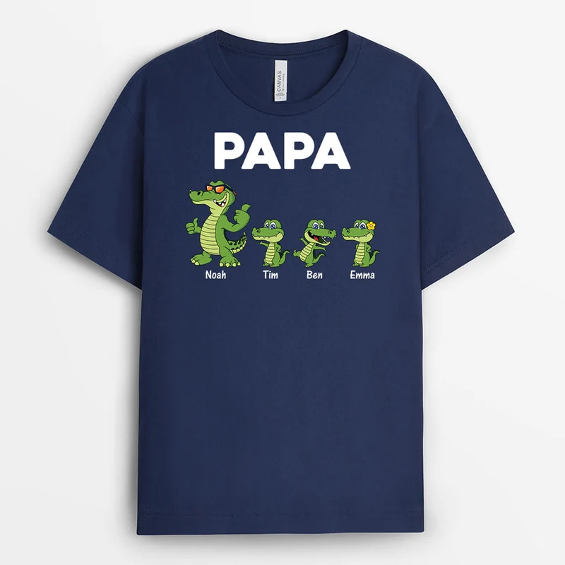 Opa/Papa Krokodile - Personalisiertes Geschenk | T-Shirt für Männer