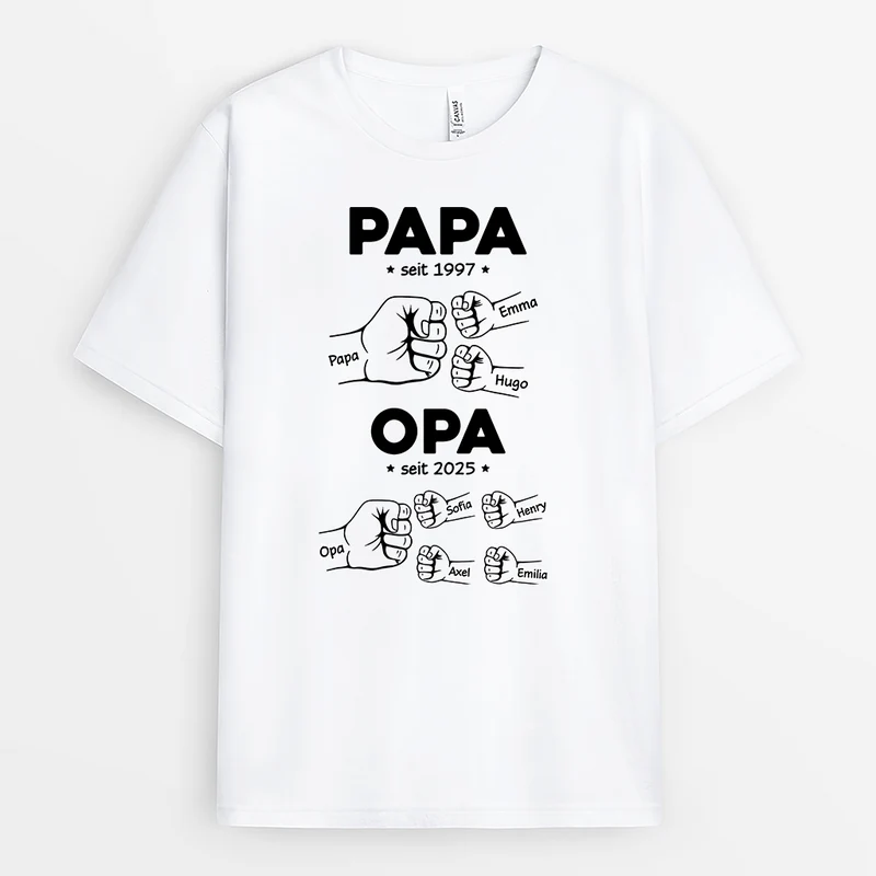 Opa Papa Seit Mit Fäusten - Personalisiertes Geschenk | T Shirt Papa/Opa