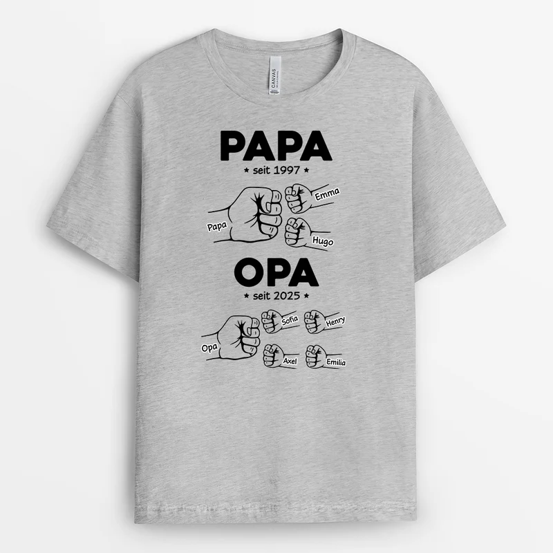 Opa Papa Seit Mit Fäusten - Personalisiertes Geschenk | T Shirt Papa/Opa