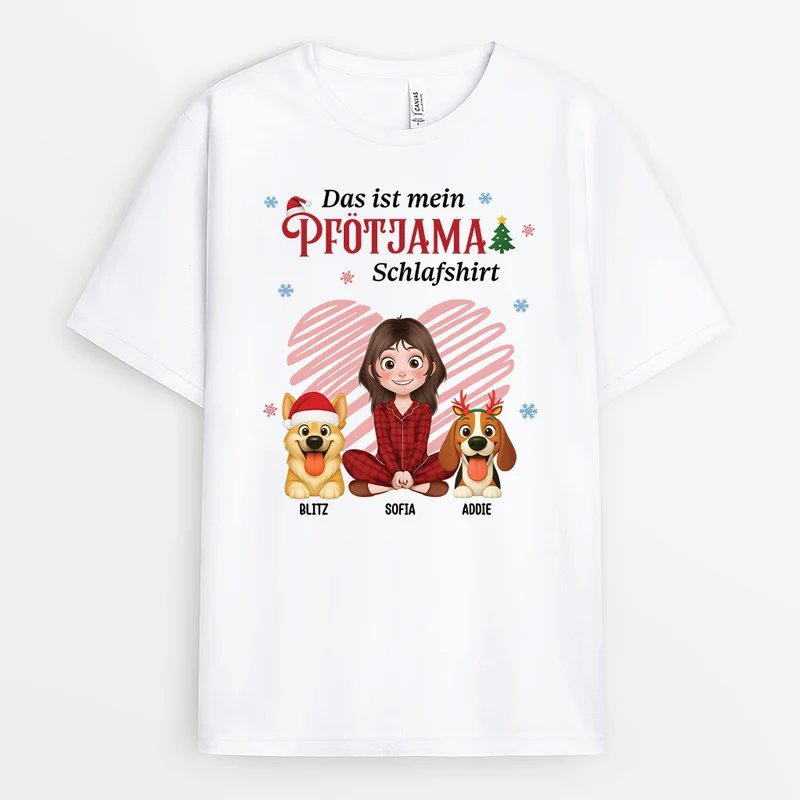 Das Ist Mein Pfötjama Schlafshirt - Personalisierte Weihnachtsgeschenke | T Shirt Hund Blumen