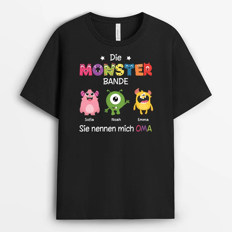 Die Monster Bande - Personalisiertes Geschenk | Opa/Oma T Shirt