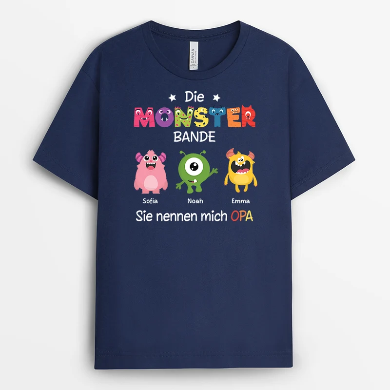 Die Monster Bande - Personalisiertes Geschenk | Opa/Oma T Shirt