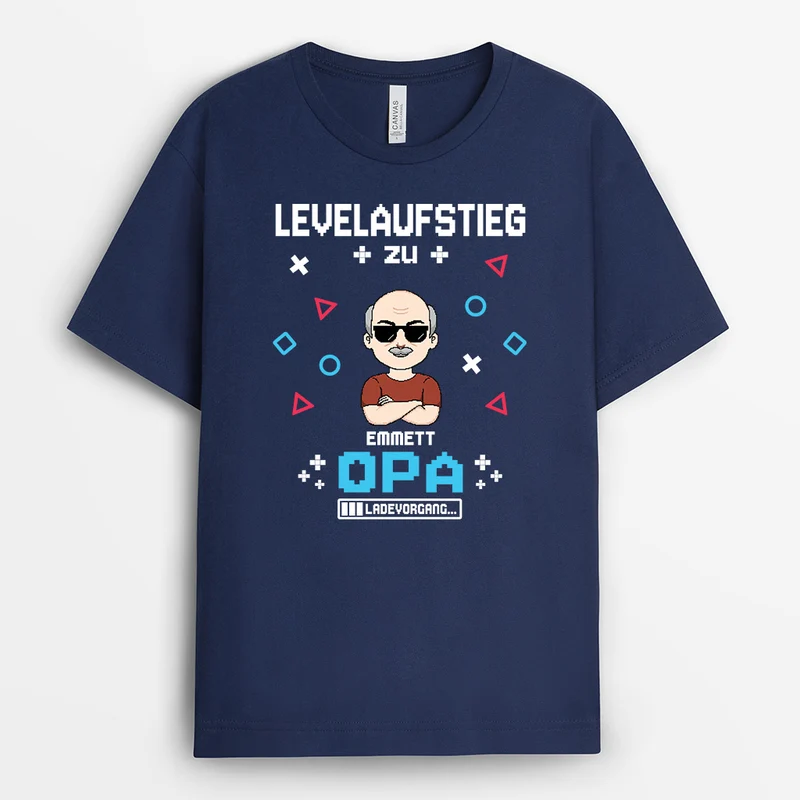 Levelaufstieg Zu Papa Ladevorgang - Personalisiertes Geschenk Werdender Papa | Shirt Pixel Zocker