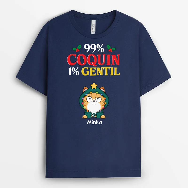99 % Frech 1 % Brav - Personalisierte Weihnachtsgeschenke | Katzen T-Shirt