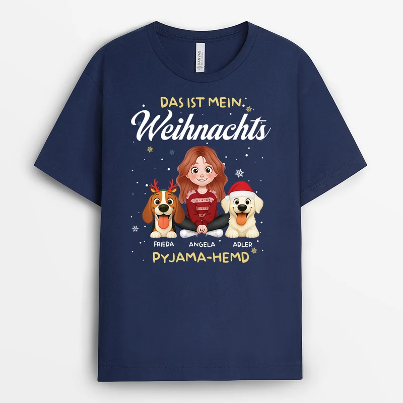 Das Ist Mein Pfötjama Schlafshirt - Personalisierte Weihnachtsgeschenke | T Shirt Hund Schneeflocken