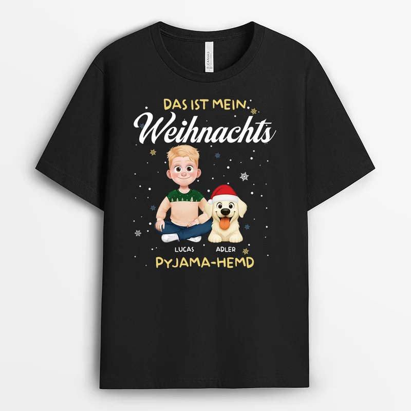 Das Ist Mein Pfötjama Schlafshirt - Personalisierte Weihnachtsgeschenke | T Shirt Hund Schneeflocken