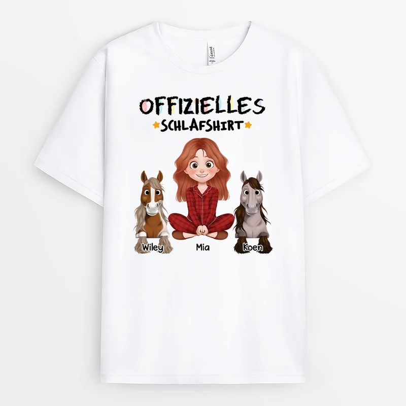 Offizielles Schlafshirt - Personalisierte Geschenke Pferd | Schlafshirt Chibi Buntstifte