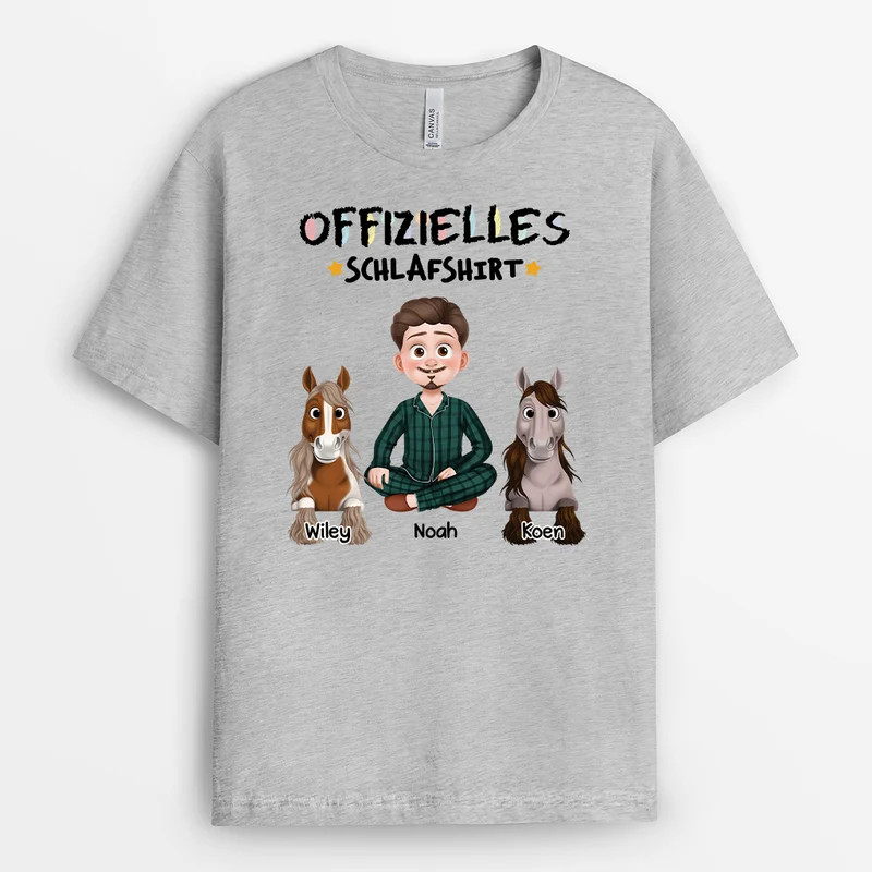 Offizielles Schlafshirt - Personalisierte Geschenke Pferd | Schlafshirt Chibi Buntstifte