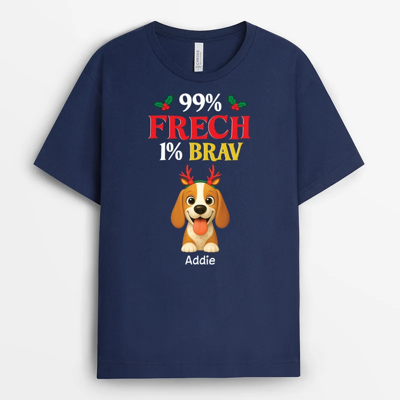 99 % Frech 1 % Brav - Personalisierte Weihnachtsgeschenke | T Shirt Hund