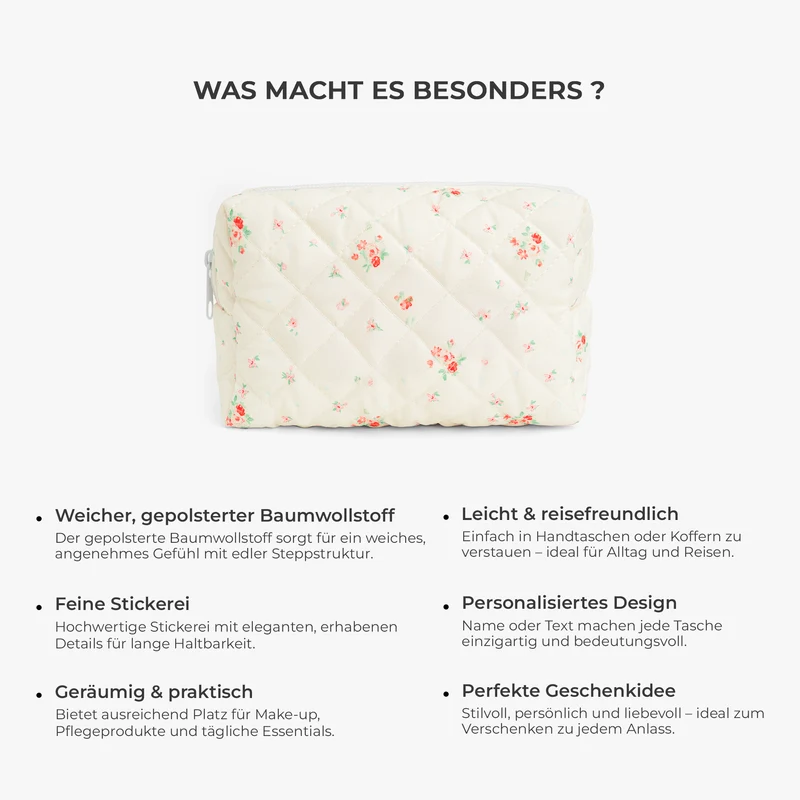 Name - Personalisiertes Geschenk | Kosmetiktasche Blumen