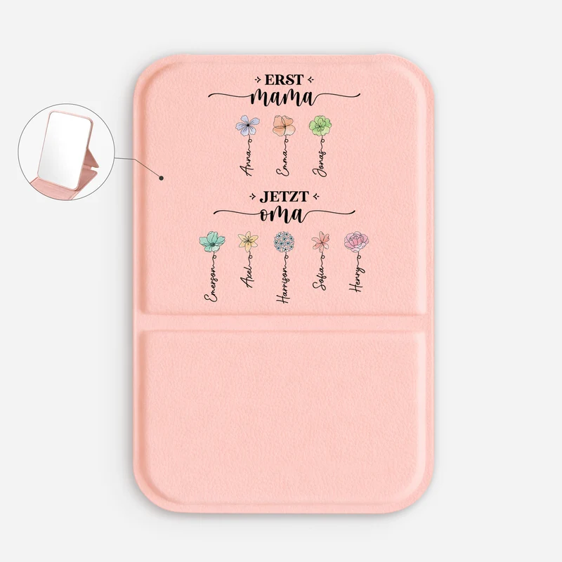 Erst Mama Jetzt Oma - Personalisiertes Geschenk | Taschenspiegel Blumen