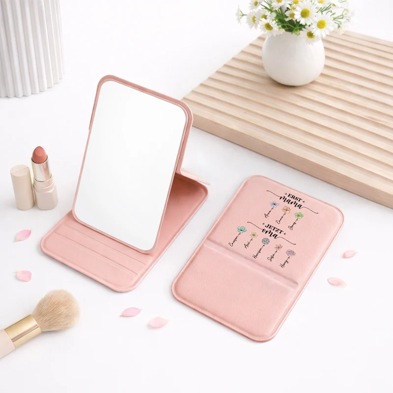 Erst Mama Jetzt Oma - Personalisiertes Geschenk | Taschenspiegel Blumen