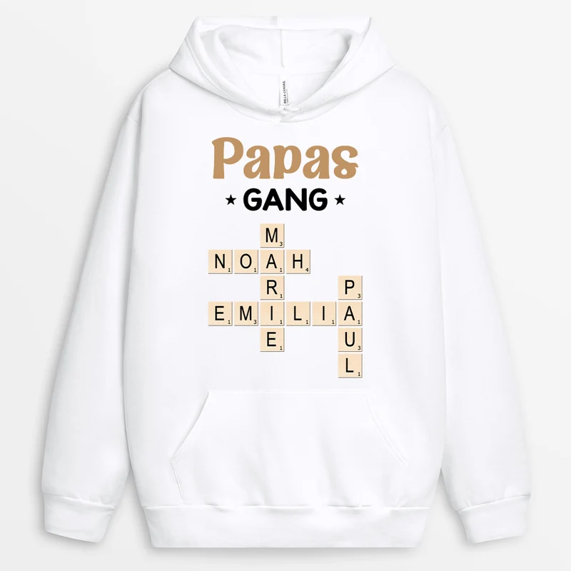 Opas/Papas Gang Kreuzworträtsel - Personalisiertes Geschenk | Weiße Hoodie Herren
