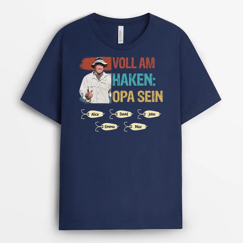 Voll Am Haken Papa Sein - Personalisiertes Geschenk | T Shirt Papa mit Foto