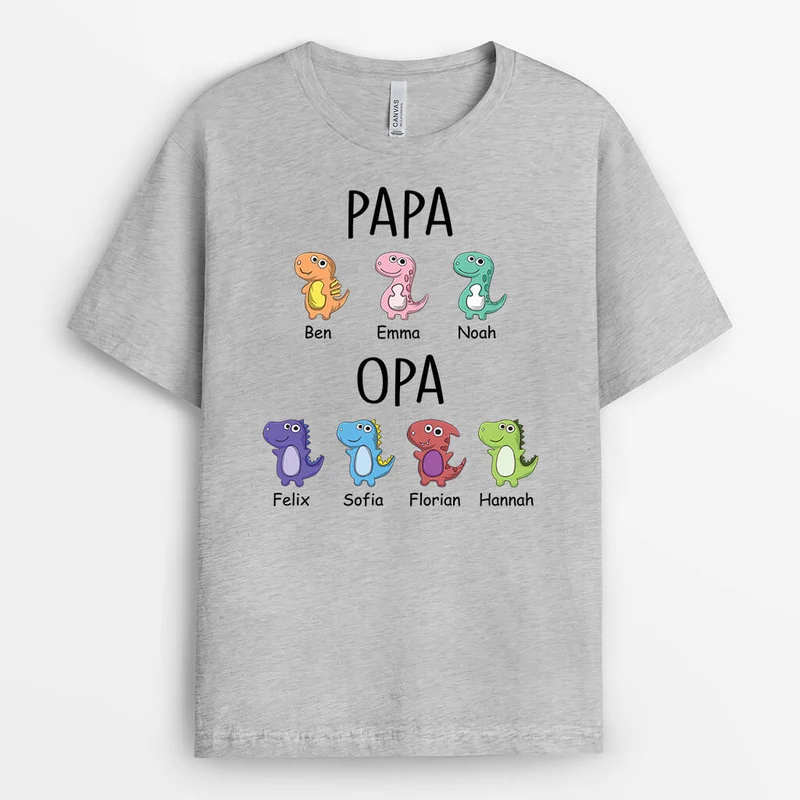 Papas/Opas Dinosaurier - Personalisiertes Geschenk | T-shirt für Opas/Papas