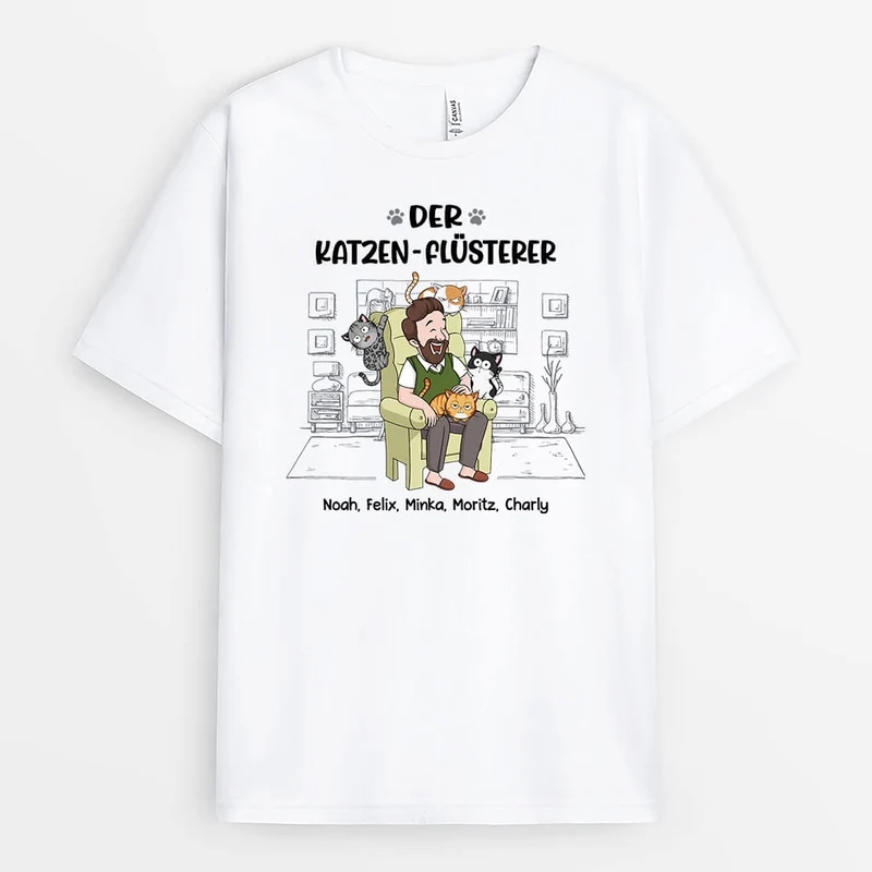 Der Katzen-Flüsterer - Personalisiertes Geschenk | T-Shirt für Katzenliebhaber