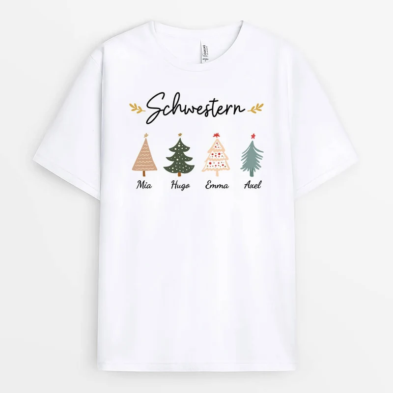 Christbaum - Personalisiertes Geschenk | T-Shirt zu Weihnachten für Schwestern oder Beste Freundinnen