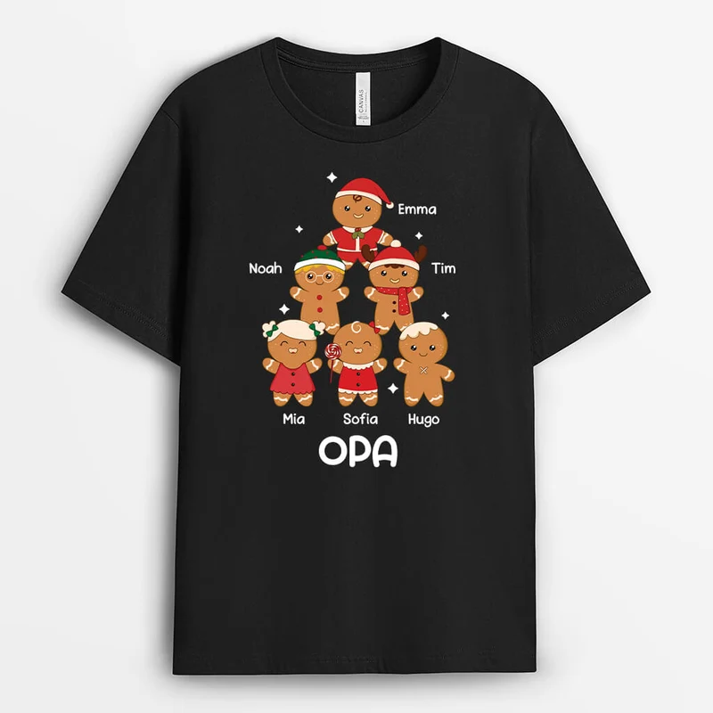 Opa Lebkuchenmann - Personalisiertes Geschenk | T-Shirt für Opas zu Weihnachten
