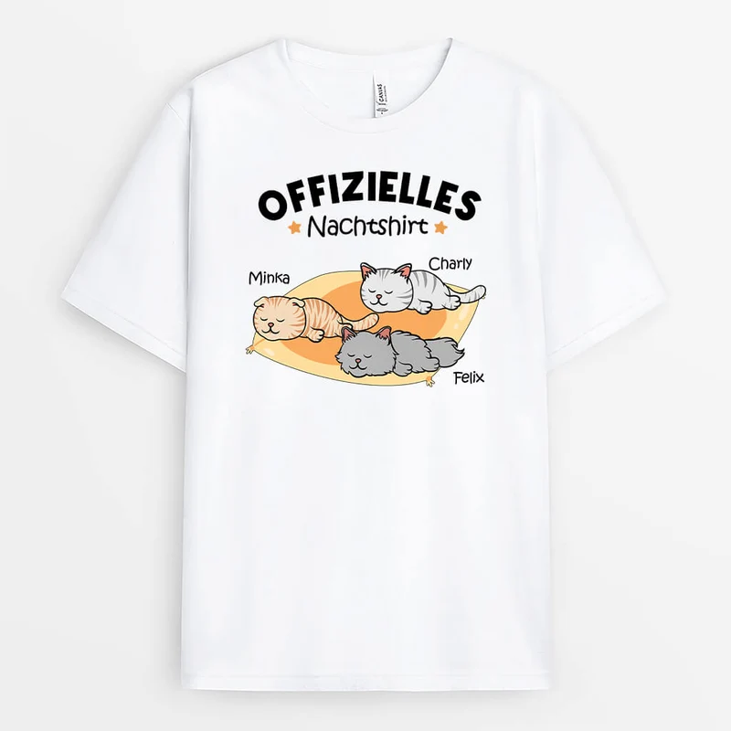 Offizielles Nachtshirt - Personalisiertes Geschenk | T-Shirt für Katzenliebhaber