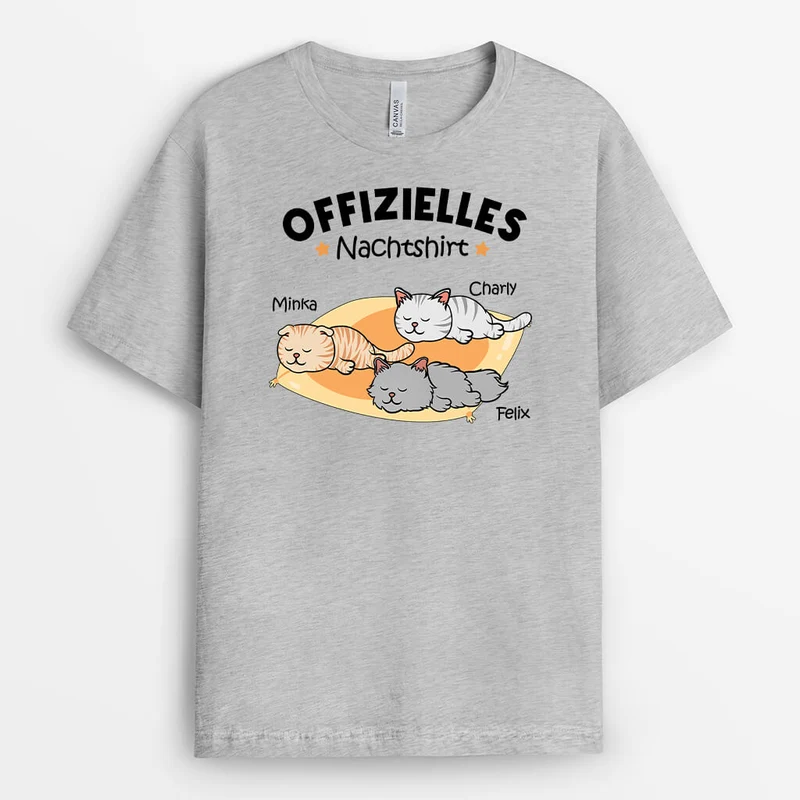 Offizielles Nachtshirt - Personalisiertes Geschenk | T-Shirt für Katzenliebhaber