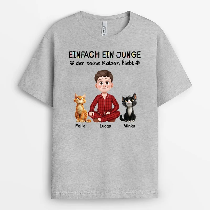 Einfach Ein Mädchen Das Ihre Katzen Liebt - Personalisierte Geschenke Katzen | T-Shirt Cartoon
