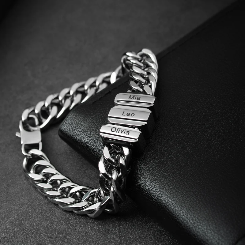 Gliederkettenarmband & Rechteckige Namensschilder - Personalisierte Geschenke Für Männer | Armbänder