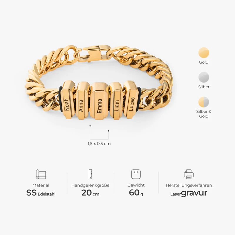 Gliederkettenarmband & Rechteckige Namensschilder - Personalisierte Geschenke Für Männer | Armbänder