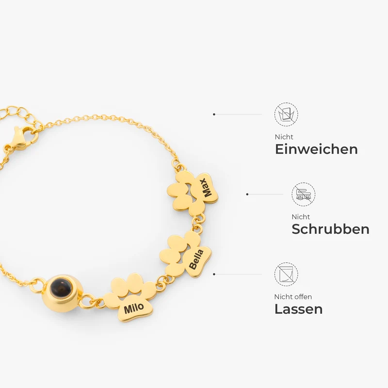 Pfoten Hund Katze - Personalisiertes Geschenk | Armband Mit Bild Im Stein